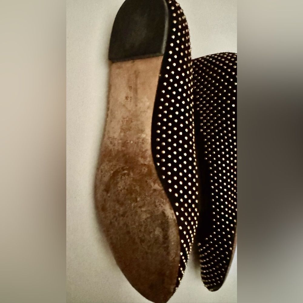 [Loeffler Randall] Black and Gold Studded Suede Flats Sz: 8.5B - Picture 9 of 11